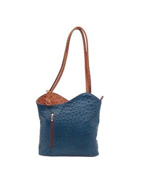 Pelletteria Di Mario Blue Ostrich Leather Tote Bag